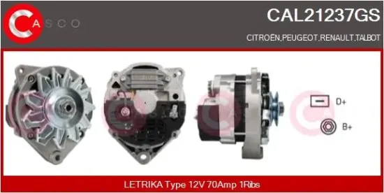 Generator 12 V CASCO CAL21237GS Bild Generator 12 V CASCO CAL21237GS