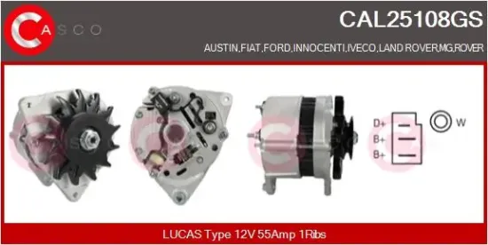 Generator 12 V CASCO CAL25108GS Bild Generator 12 V CASCO CAL25108GS