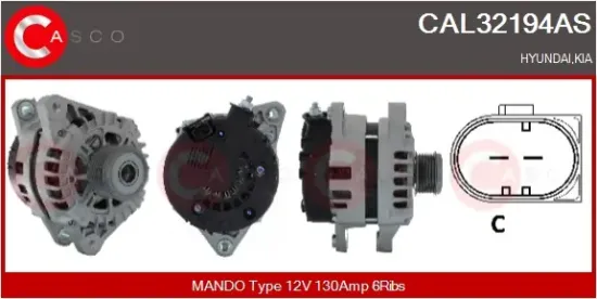 Generator 12 V CASCO CAL32194AS Bild Generator 12 V CASCO CAL32194AS