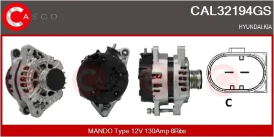 Generator 12 V CASCO CAL32194GS Bild Generator 12 V CASCO CAL32194GS