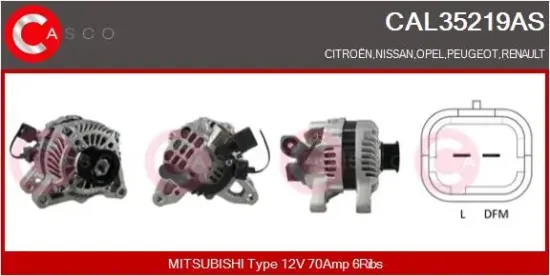 Generator 12 V CASCO CAL35219AS Bild Generator 12 V CASCO CAL35219AS