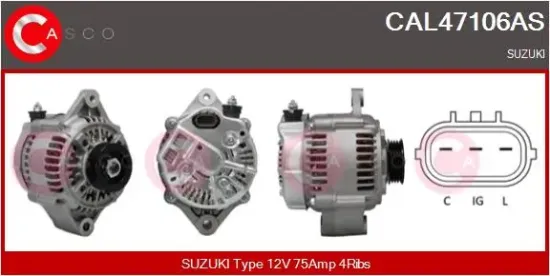 Generator 12 V CASCO CAL47106AS Bild Generator 12 V CASCO CAL47106AS
