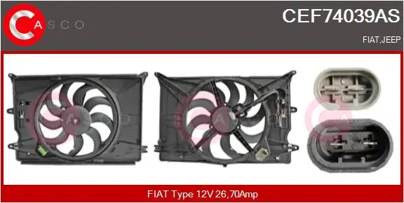 Elektromotor, Kühlerlüfter 12 V CASCO CEF74039AS