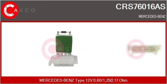 Widerstand, Innenraumgebläse 12 V CASCO CRS76016AS