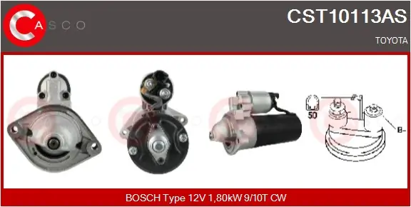 Starter 12 V 1,80 kW CASCO CST10113AS