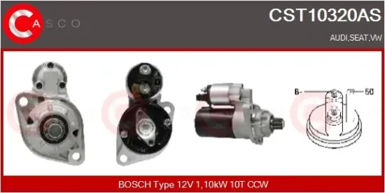 Starter 12 V 1,10 kW CASCO CST10320AS Bild Starter 12 V 1,10 kW CASCO CST10320AS