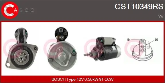 Starter 12 V 0,50 kW CASCO CST10349RS