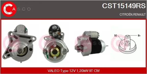 Starter 12 V 1,20 kW CASCO CST15149RS