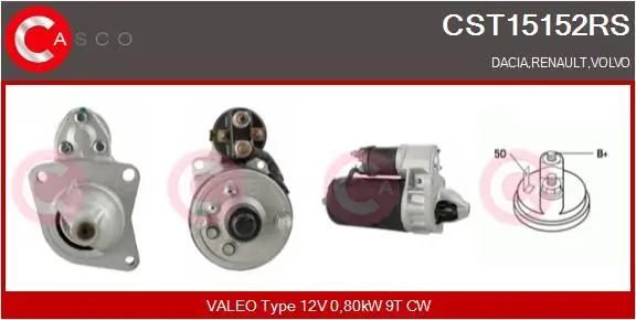 Starter 12 V 0,80 kW CASCO CST15152RS