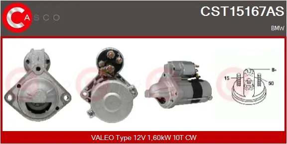 Starter 12 V 1,60 kW CASCO CST15167AS
