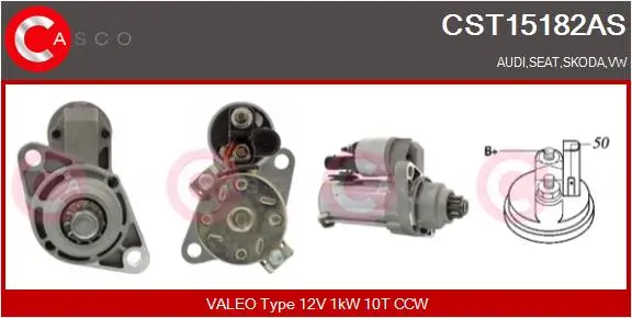 Starter 12 V 1 kW CASCO CST15182AS