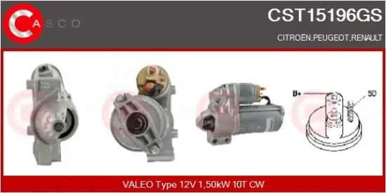 Starter 12 V 1,50 kW CASCO CST15196GS Bild Starter 12 V 1,50 kW CASCO CST15196GS