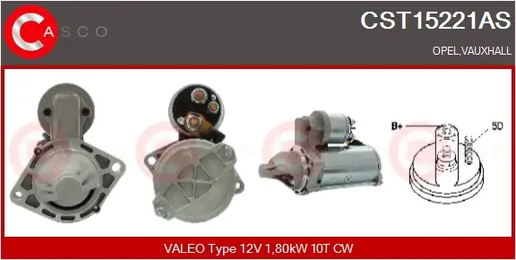 Starter 12 V 1,80 kW CASCO CST15221AS