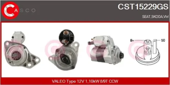 Starter 12 V 1,10 kW CASCO CST15229GS Bild Starter 12 V 1,10 kW CASCO CST15229GS