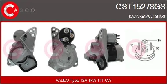 Starter 12 V 1 kW CASCO CST15278GS