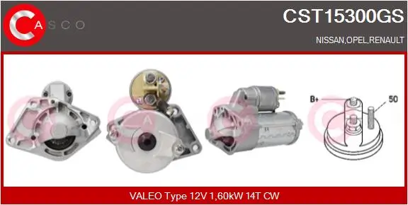 Starter 12 V 1,60 kW CASCO CST15300GS