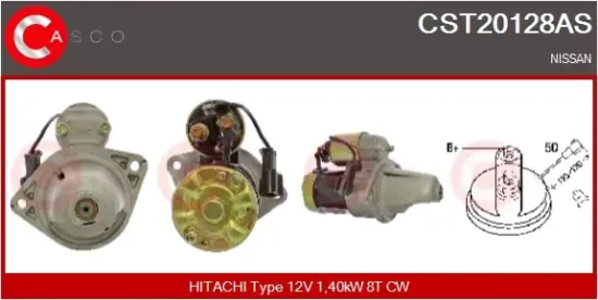 Starter 12 V 1,40 kW CASCO CST20128AS Bild Starter 12 V 1,40 kW CASCO CST20128AS