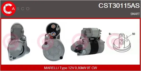 Starter 12 V 0,80 kW CASCO CST30115AS
