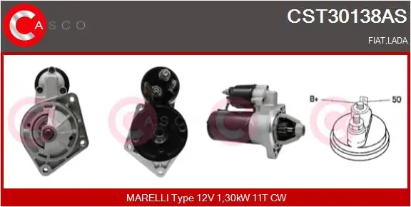 Starter 12 V 1,30 kW CASCO CST30138AS