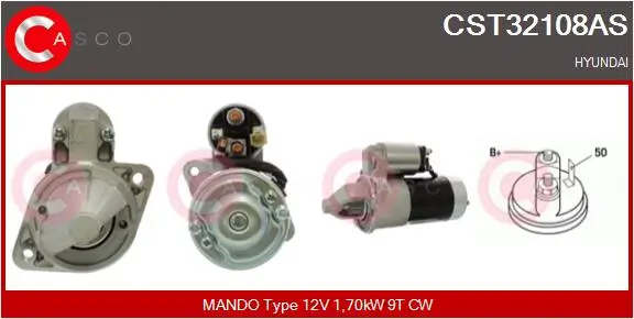 Starter 12 V 1,70 kW CASCO CST32108AS