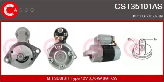 Starter 12 V 0,70 kW CASCO CST35101AS Bild Starter 12 V 0,70 kW CASCO CST35101AS
