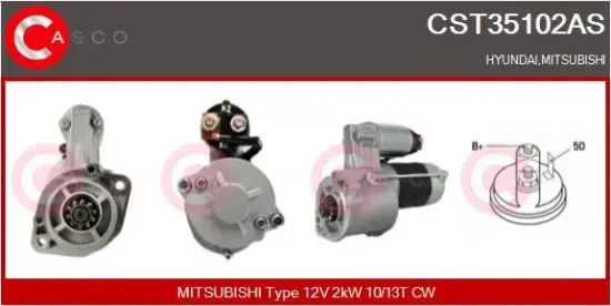 Starter 12 V 2 kW CASCO CST35102AS Bild Starter 12 V 2 kW CASCO CST35102AS