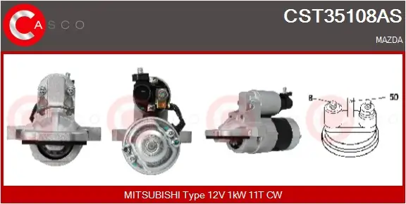 Starter 12 V 1 kW CASCO CST35108AS