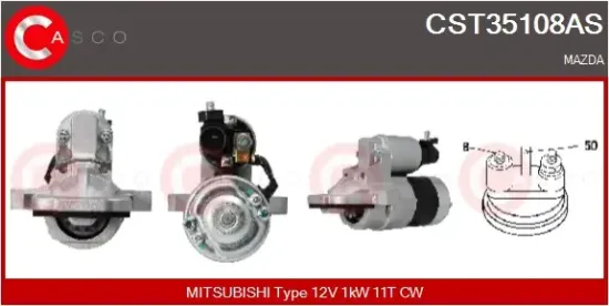 Starter 12 V 1 kW CASCO CST35108AS Bild Starter 12 V 1 kW CASCO CST35108AS