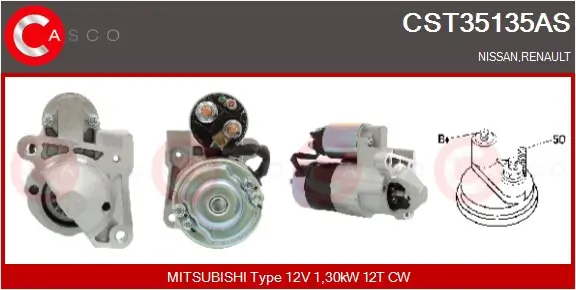 Starter 12 V 1,30 kW CASCO CST35135AS