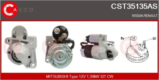 Starter 12 V 1,30 kW CASCO CST35135AS Bild Starter 12 V 1,30 kW CASCO CST35135AS
