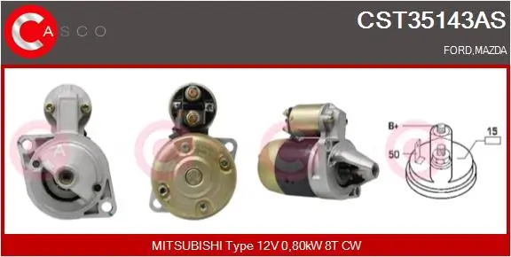 Starter 12 V 0,80 kW CASCO CST35143AS
