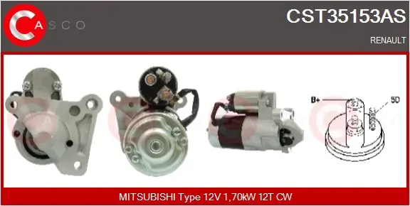 Starter 12 V 1,70 kW CASCO CST35153AS