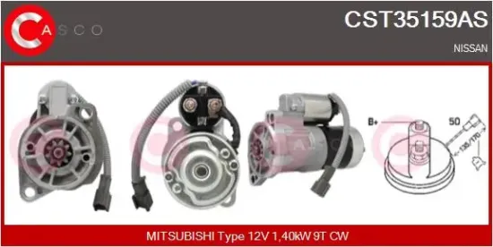 Starter 12 V 1,40 kW CASCO CST35159AS Bild Starter 12 V 1,40 kW CASCO CST35159AS