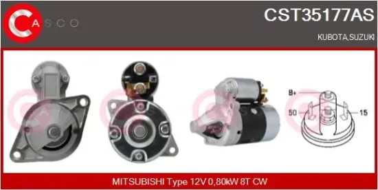 Starter 12 V 0,80 kW CASCO CST35177AS Bild Starter 12 V 0,80 kW CASCO CST35177AS