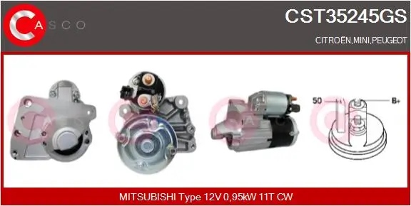 Starter 12 V 0,95 kW CASCO CST35245GS