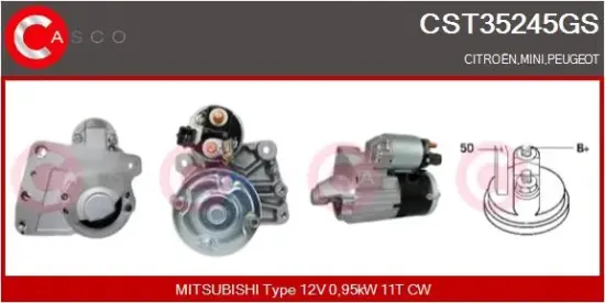 Starter 12 V 0,95 kW CASCO CST35245GS Bild Starter 12 V 0,95 kW CASCO CST35245GS
