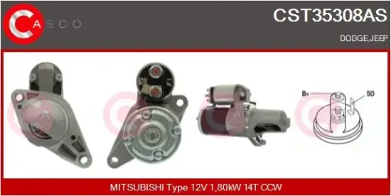 Starter 12 V 1,80 kW CASCO CST35308AS Bild Starter 12 V 1,80 kW CASCO CST35308AS