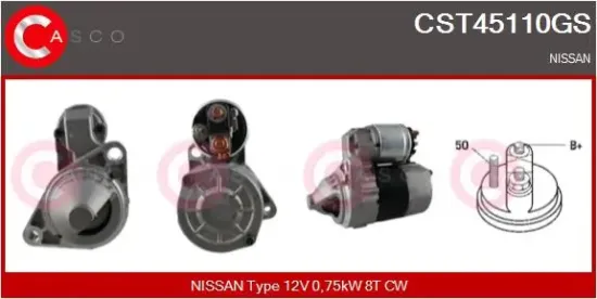 Starter 12 V 0,75 kW CASCO CST45110GS Bild Starter 12 V 0,75 kW CASCO CST45110GS