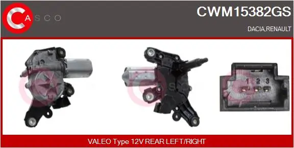 Wischermotor 12 V hinten CASCO CWM15382GS