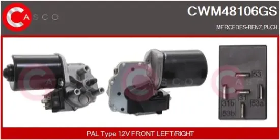 Wischermotor 12 V vorne CASCO CWM48106GS Bild Wischermotor 12 V vorne CASCO CWM48106GS