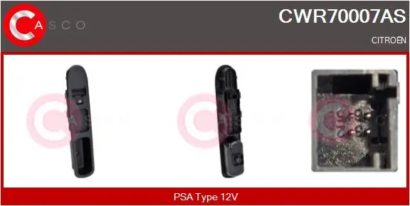 Schalter, Fensterheber 12 V beifahrerseitig CASCO CWR70007AS