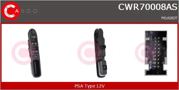 Schalter, Fensterheber 12 V fahrerseitig CASCO CWR70008AS