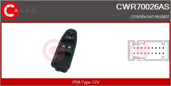 Schalter, Fensterheber 12 V fahrerseitig CASCO CWR70026AS Bild Schalter, Fensterheber 12 V fahrerseitig CASCO CWR70026AS