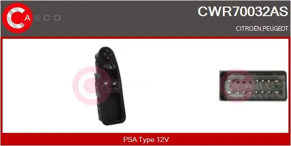 Schalter, Fensterheber 12 V vorne CASCO CWR70032AS