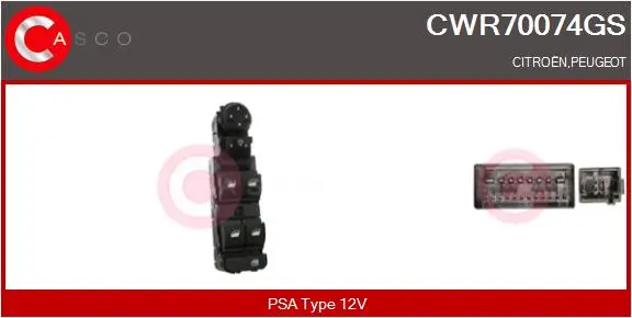 Schalter, Fensterheber 12 V vorne CASCO CWR70074GS