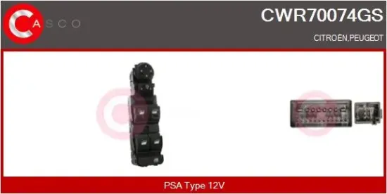 Schalter, Fensterheber 12 V vorne CASCO CWR70074GS Bild Schalter, Fensterheber 12 V vorne CASCO CWR70074GS