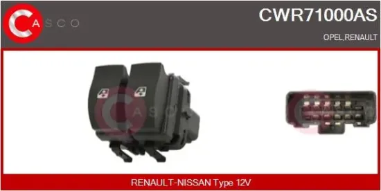 Schalter, Fensterheber 12 V fahrerseitig CASCO CWR71000AS Bild Schalter, Fensterheber 12 V fahrerseitig CASCO CWR71000AS