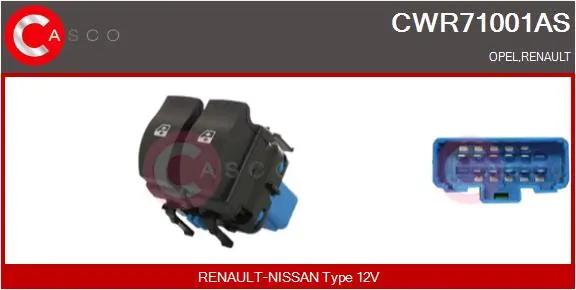 Schalter, Fensterheber 12 V fahrerseitig CASCO CWR71001AS
