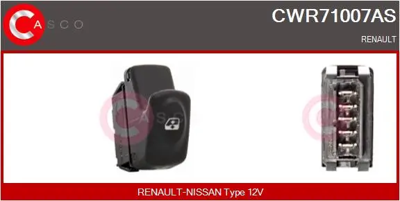 Schalter, Fensterheber 12 V beifahrerseitig fahrerseitig CASCO CWR71007AS