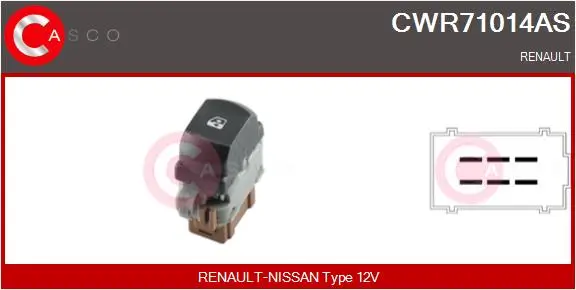 Schalter, Fensterheber 12 V vorne CASCO CWR71014AS